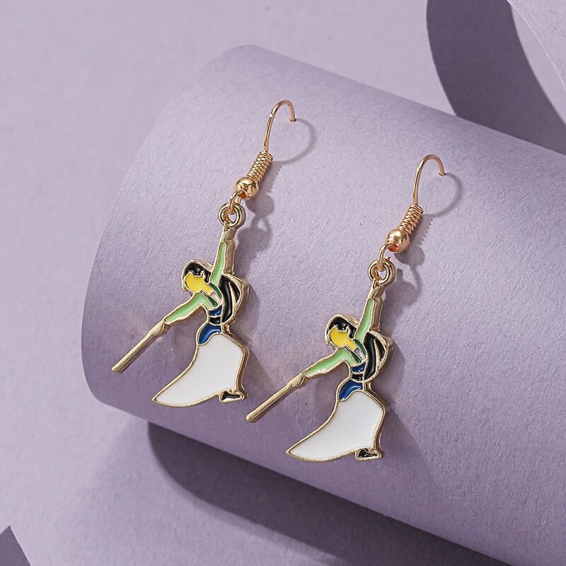 

Chinese Girl Charm Drop Earrings, Multicolor
