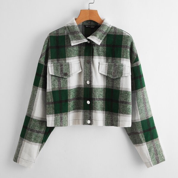 

Button Front Plaid Jacket, Multicolor