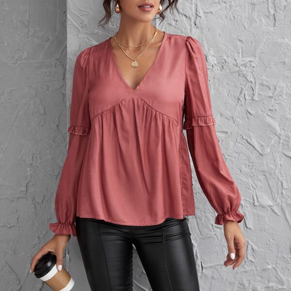 

Ruffle Cuff Smock Top, Dusty pink