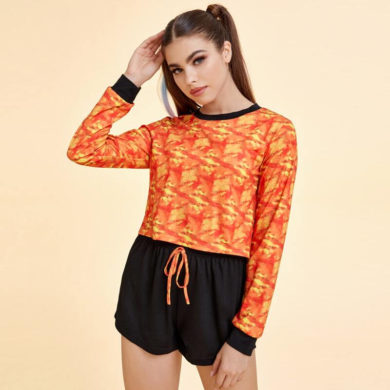 

Tie Dye Sweatshirt & Shorts PJ Set, Multicolor
