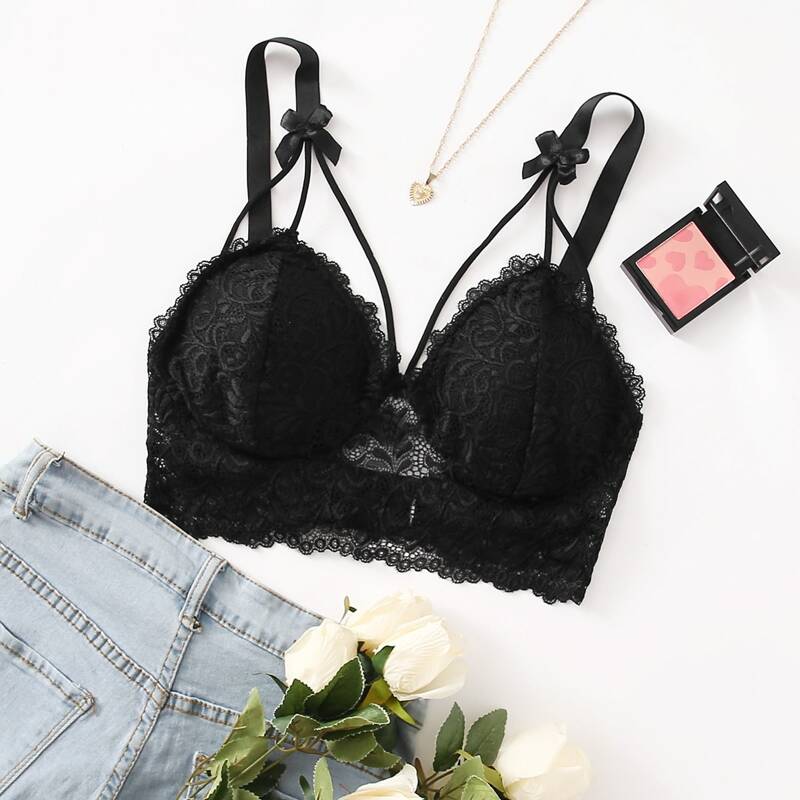 

Floral Lace Bralette, Black