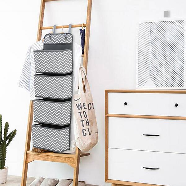 

1pc Chevron Pattern Storage Bag, Grey