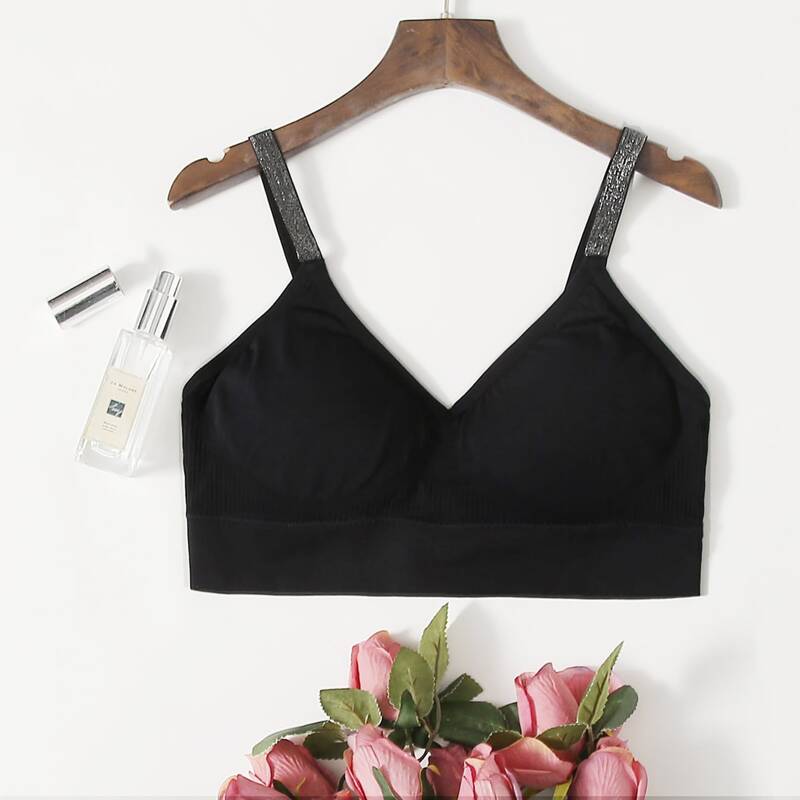 

1pc Simple Bralette, Black
