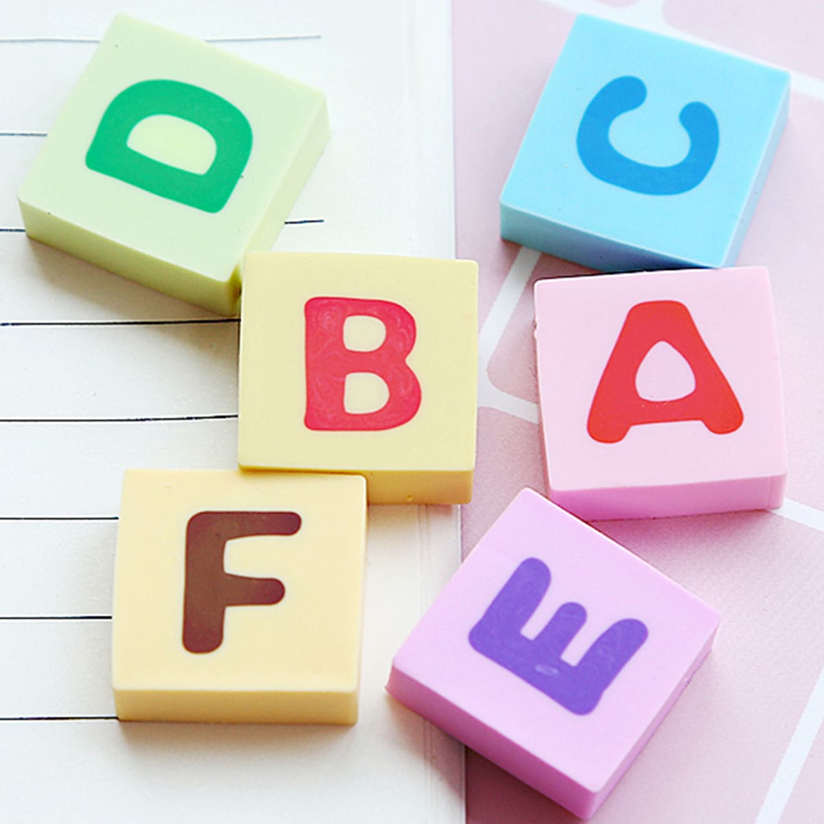 

6pcs Alphabet Print Random Eraser, Multicolor