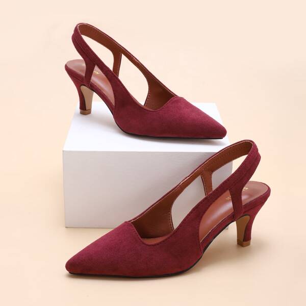 

Minimalist Cut Out Slingback Pumps, Burgundy