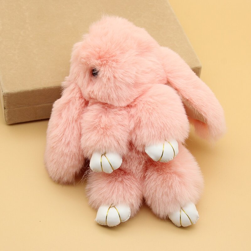 

1pc Plush Rabbit Keychain, Dusty pink