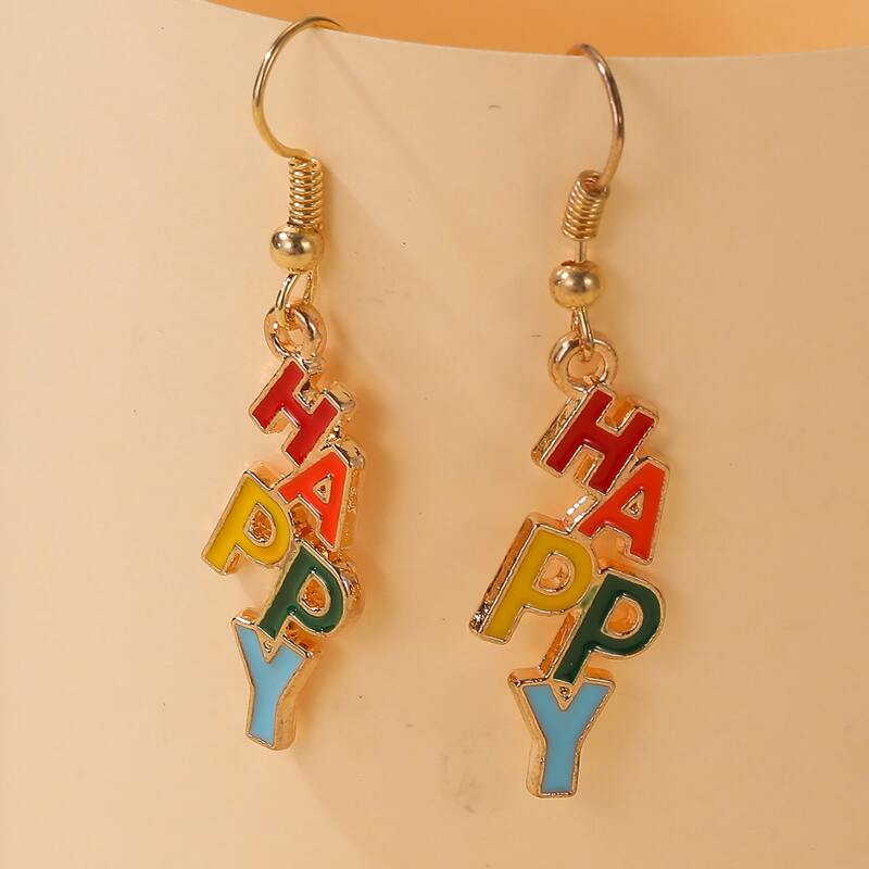 

Letter Drop Earrings, Multicolor
