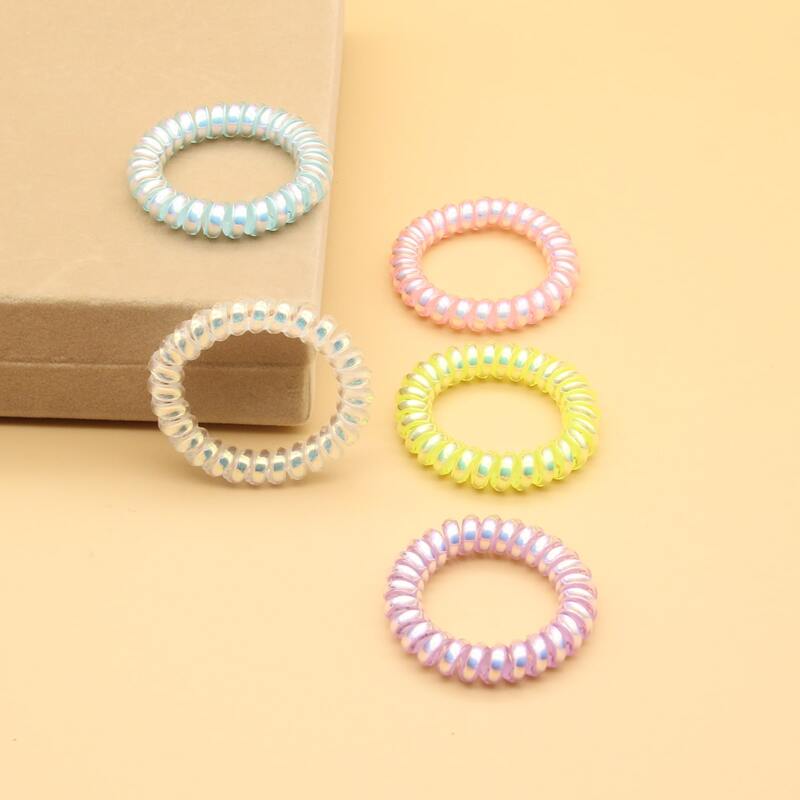 

5pcs Random Color Coil Hair Tie, Multicolor