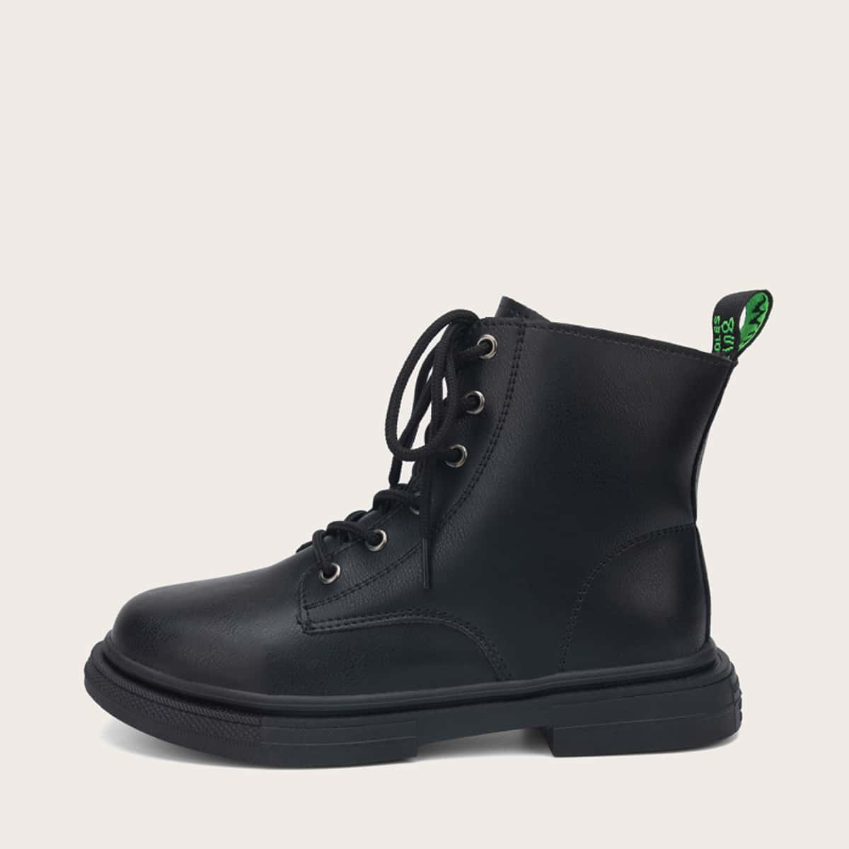 

Minimalist Lace-up Front Combat Boots, Black
