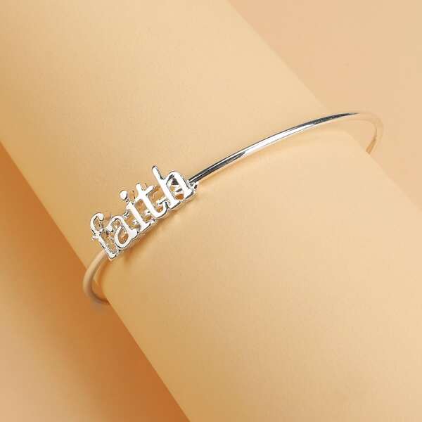 

Letter Decor Bangle, Silver
