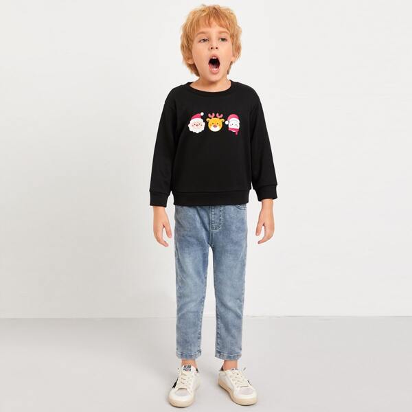 

Toddler Boys Christmas Print Sweatshirt, Black