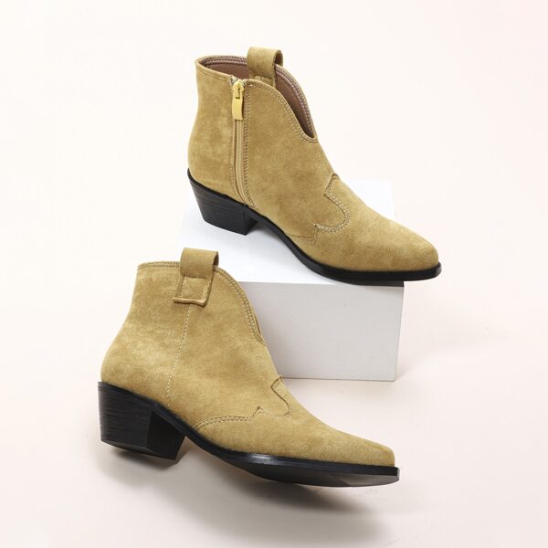 

Stitch Detail Chunky Heeled Boots, Yellow
