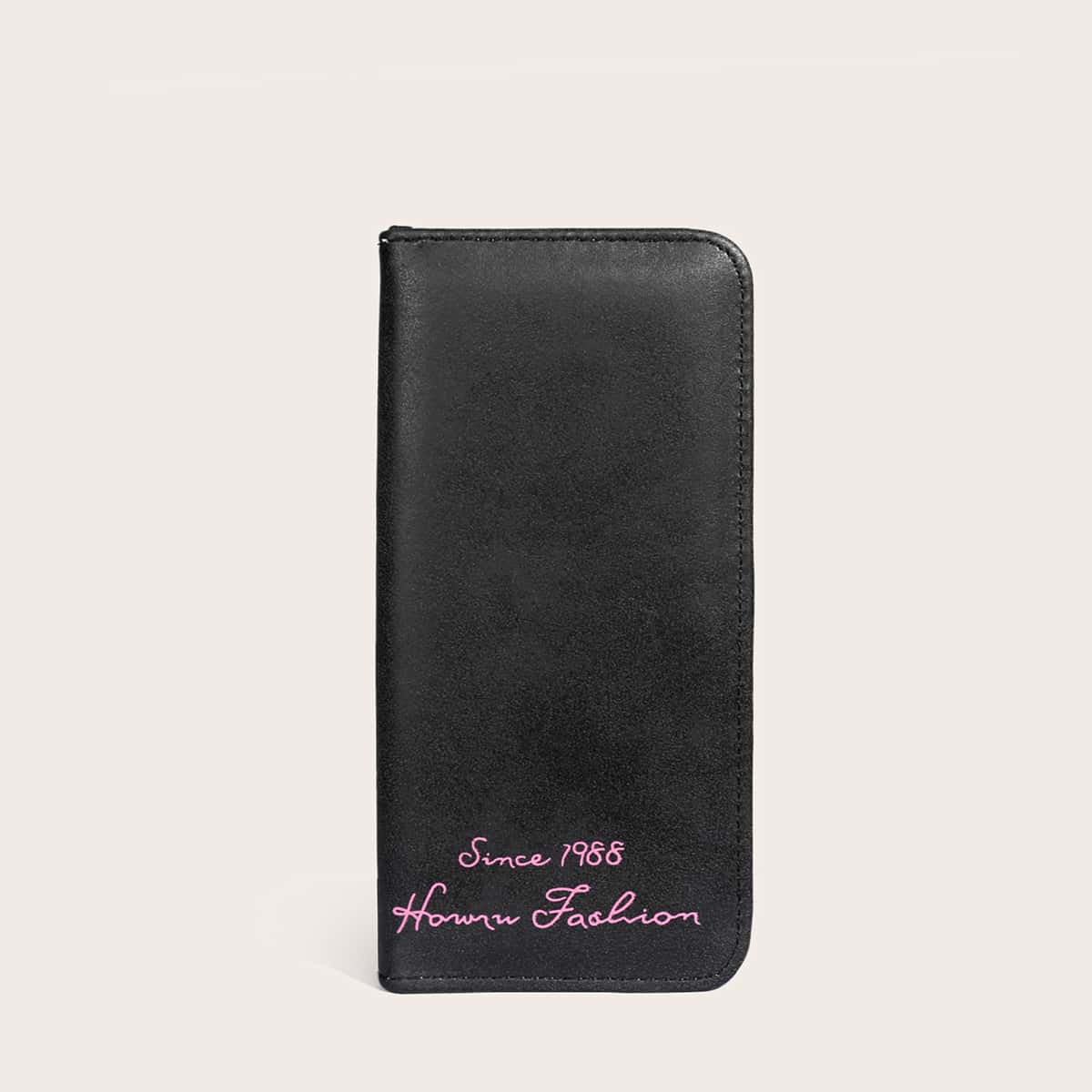 

Letter Graphic Snap Button Purse, Black