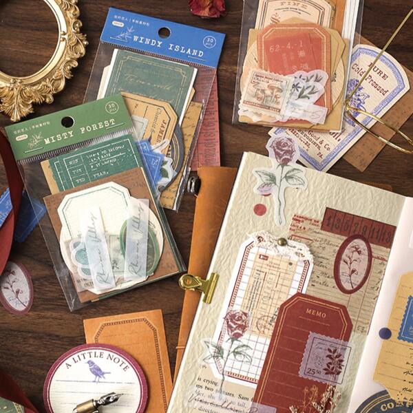 

30pcs Vintage Pattern Random Sticker, Multicolor