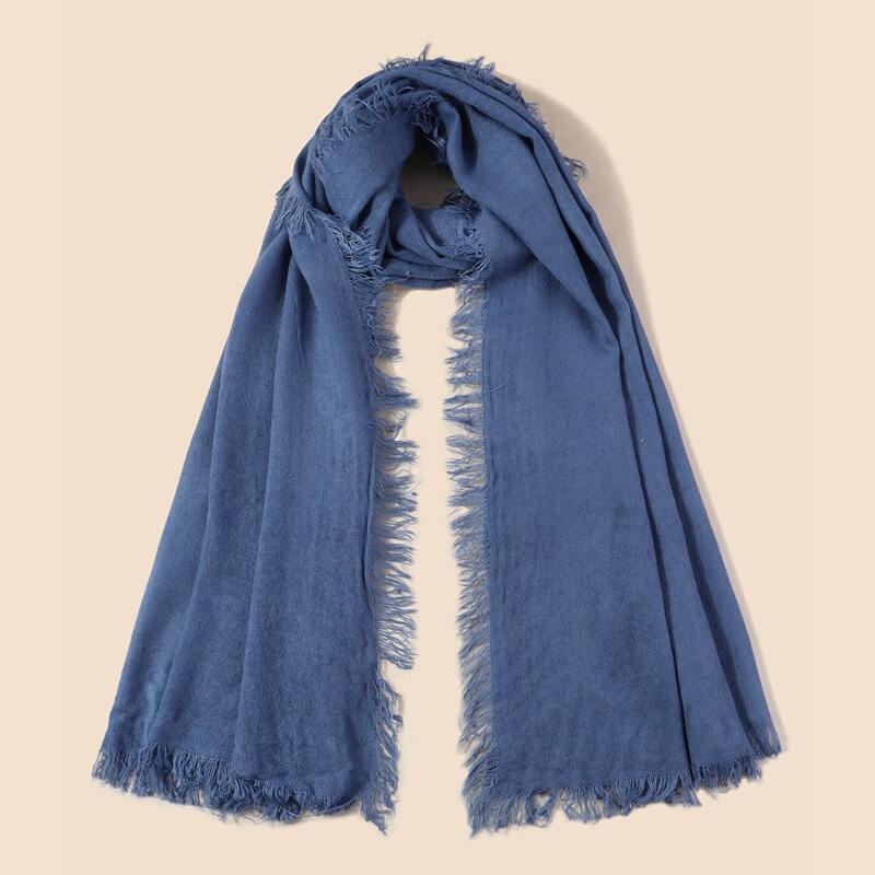 

Raw Hem Solid Scarf, Blue