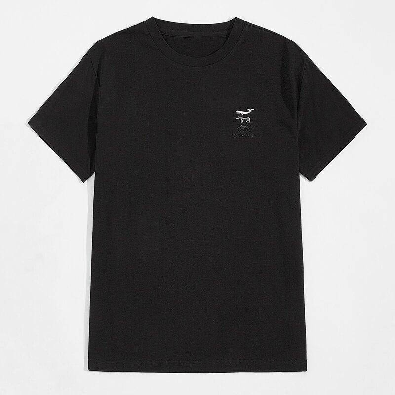 

Men Animal Pattern Short Sleeve Tee, Black