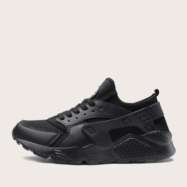 

Lace Up Decor Minimalist Chunky Sneakers, Black