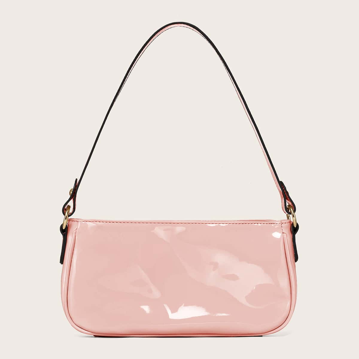 

Minimalist Patent Baguette Bag, Pink