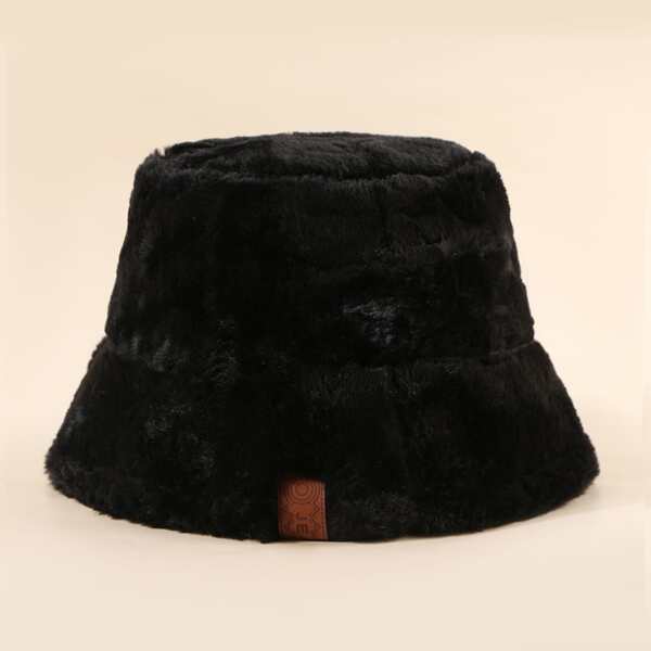 

Minimalist Plush Bucket Hat, Black