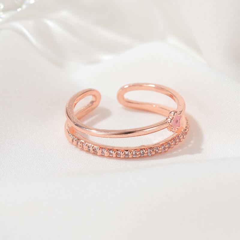 

Rhinestone Detail Cuff Rings, Rose gold