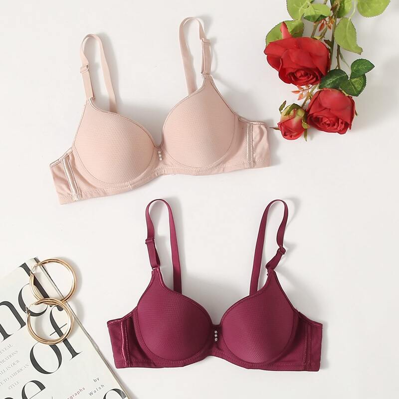 

2pack Simple Underwire Bra, Multicolor