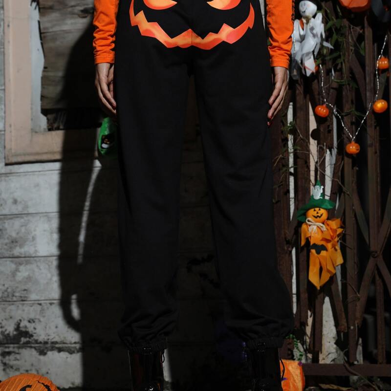 

Halloween Cartoon Graphic Sweatpants, Black