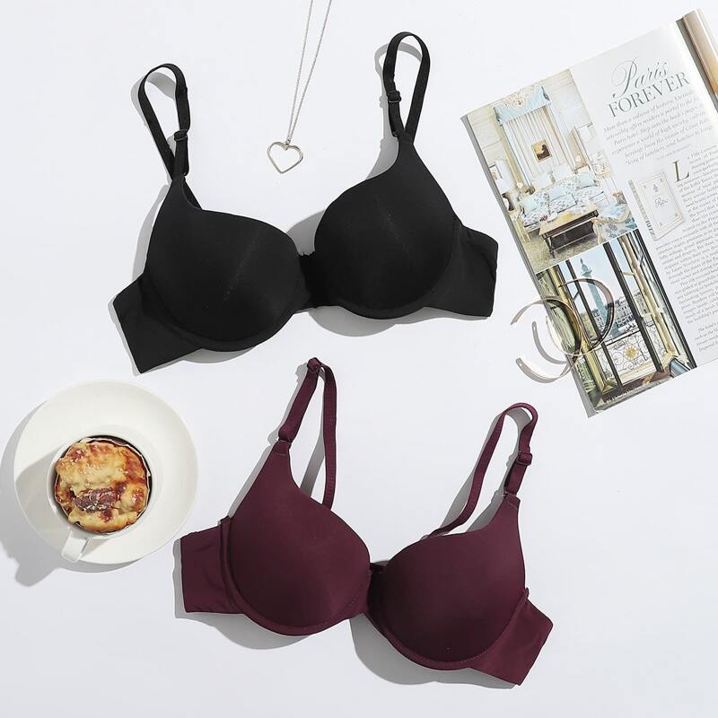 

2pack Solid Underwire Bra, Multicolor