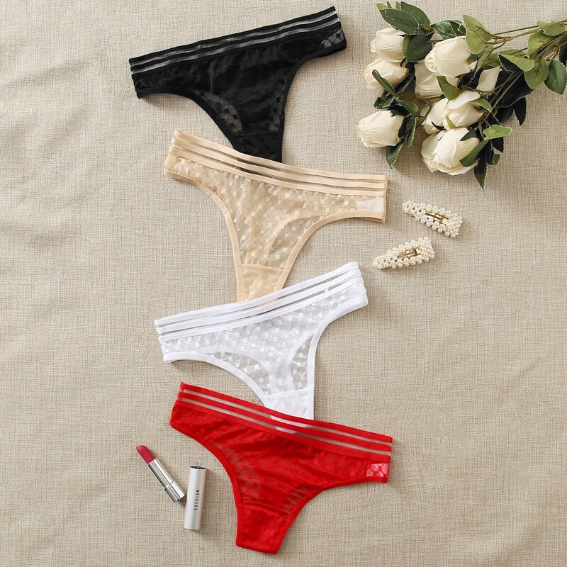 

4pack Geo Pattern Thong Set, Multicolor