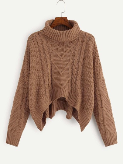 Plus Drop Shoulder Turtle Neck Sweater