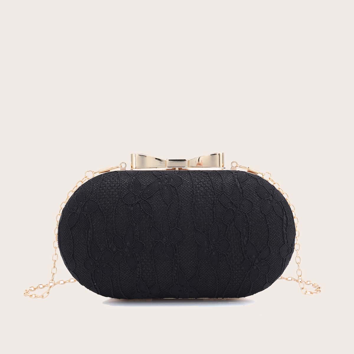 

Lace Box Clutch Bag, Black