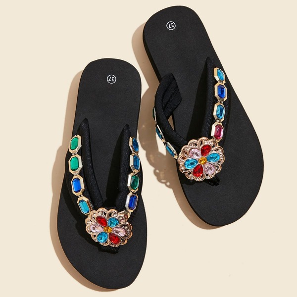 

Gemstone Decor Flip Flops, Multicolor