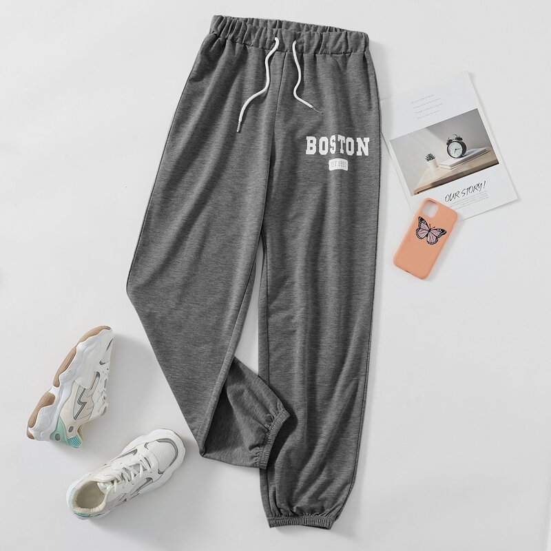 

Letter Drawstring Sweatpants, Dark grey