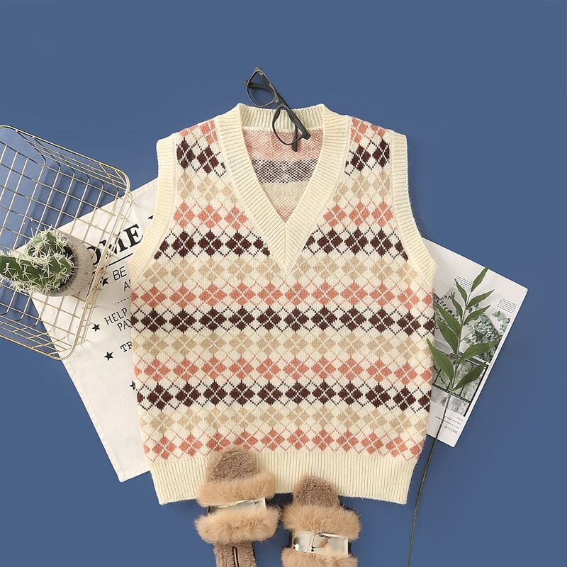 

Argyle Pattern Sweater Vest, Multicolor