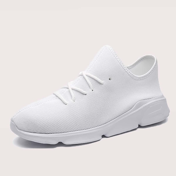 

Lace Up Decor Wide Fit Knit Sneakers, White