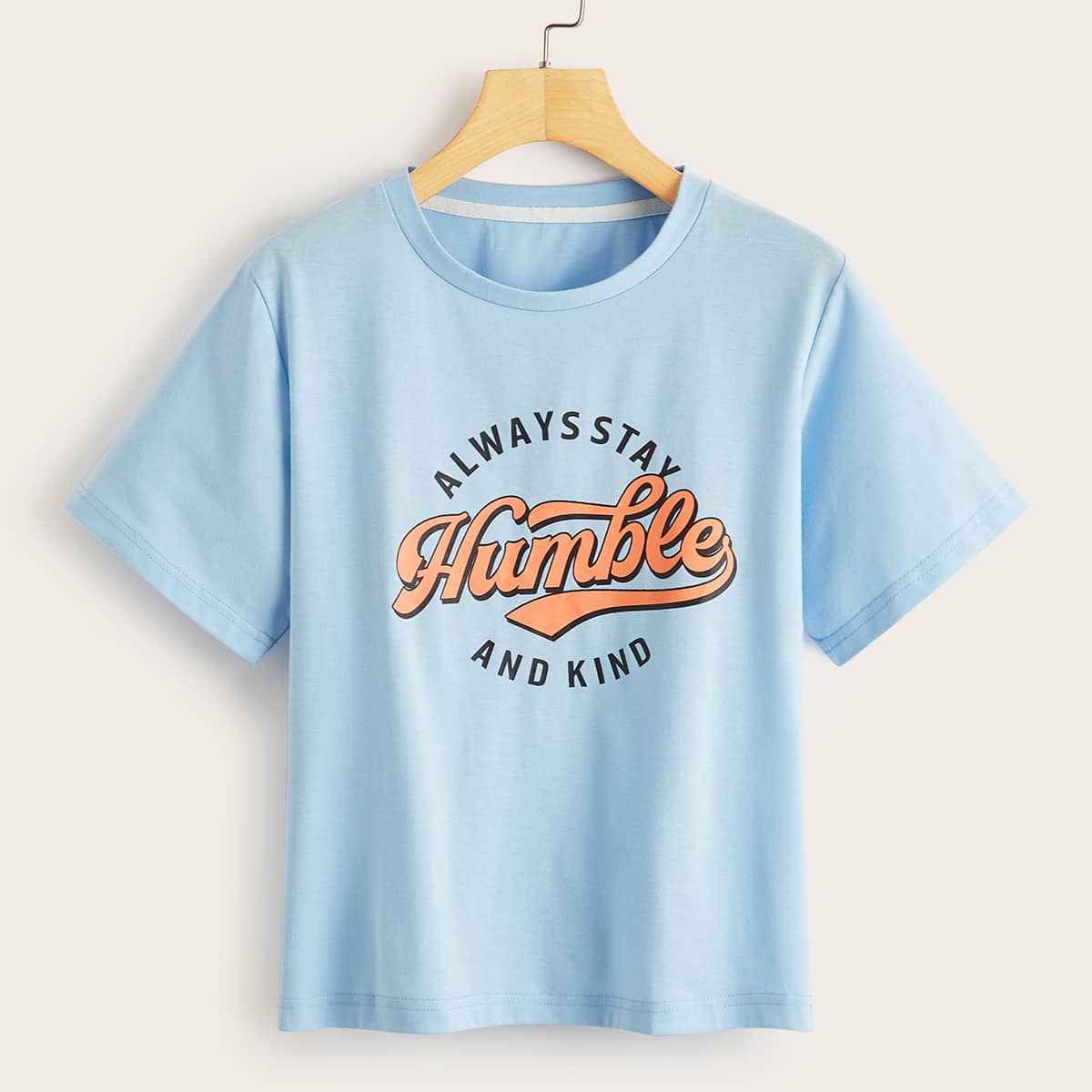 

Letter Print Tee, Baby blue