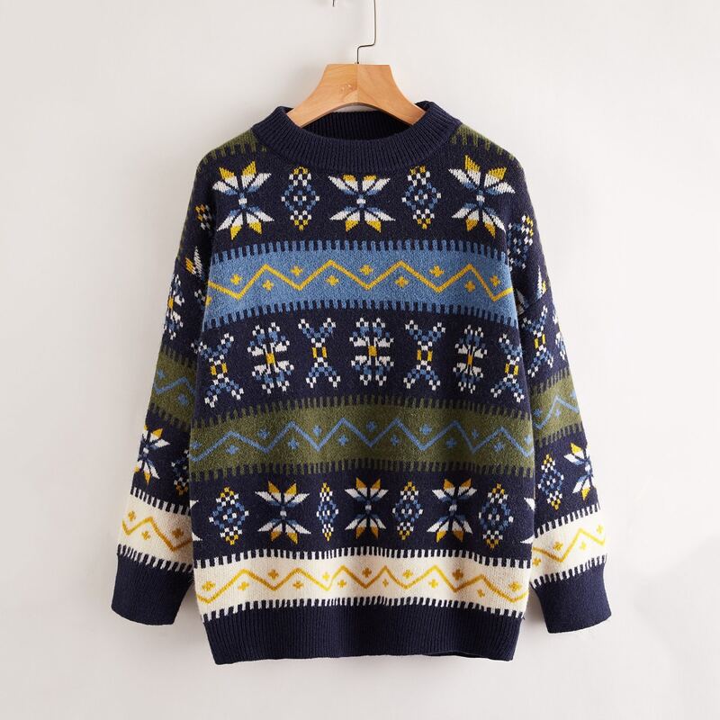 

Geometric Pattern Sweater, Multicolor