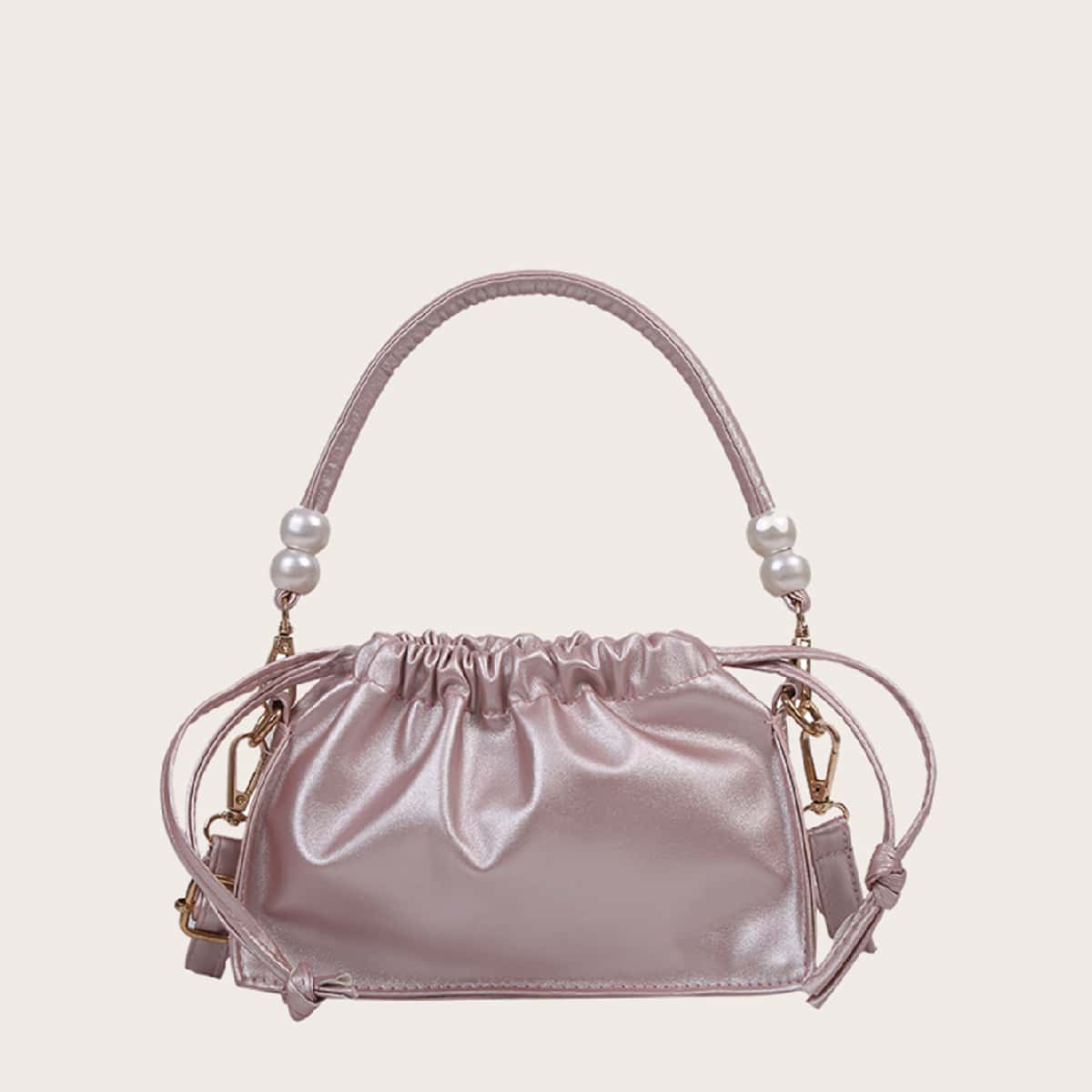 

Faux Pearl Decor Satchel Bag, Pink