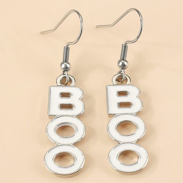 

Halloween Letter Drop Earrings, White