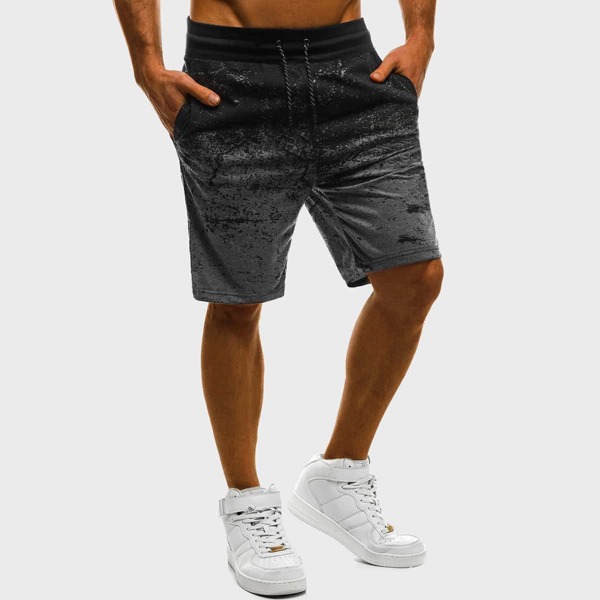 

Men Contrast Ombre Drawstring Shorts, Grey