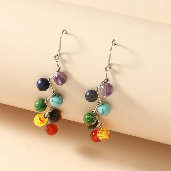 

Bead Pendant Colorblock Earrings, Multicolor