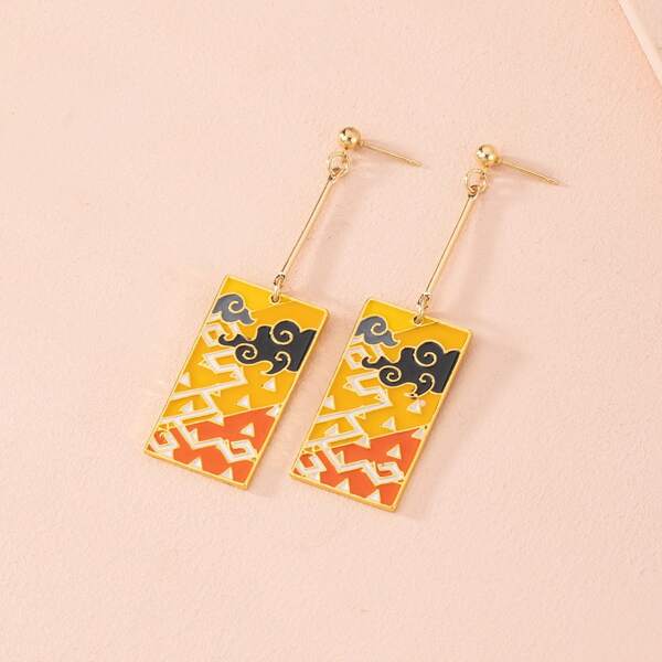 

Colorblock Rectangle Drop Earrings, Multicolor