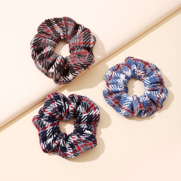 

3pcs Colorblock Scrunchies, Multicolor