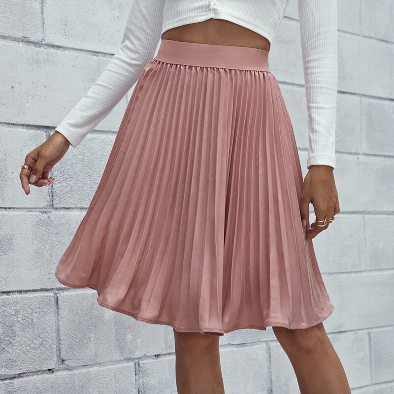 

Solid Pleated Skirt, Dusty pink