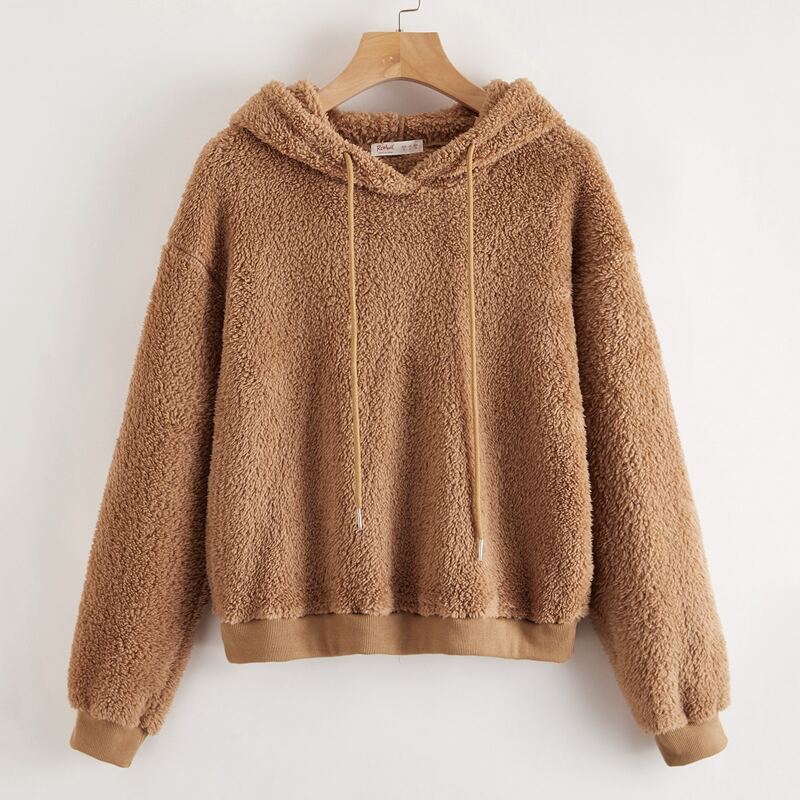 

Solid Teddy Sweatshirt, Brown