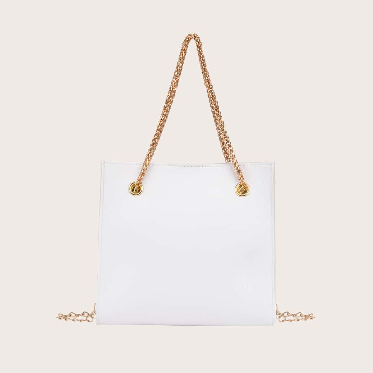

Minimalist Chain Tote Bag, White