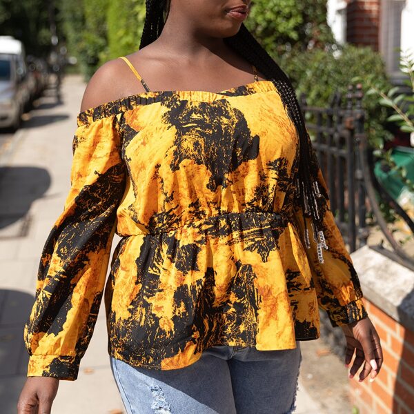 

Plus Tie Dye Cold Shoulder Blouse, Multicolor