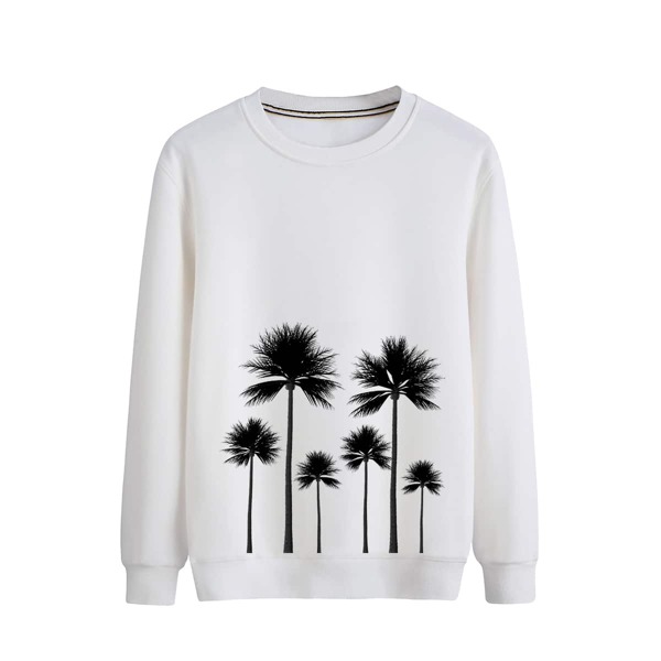 

Men Tropical Print Sweatshirt, White