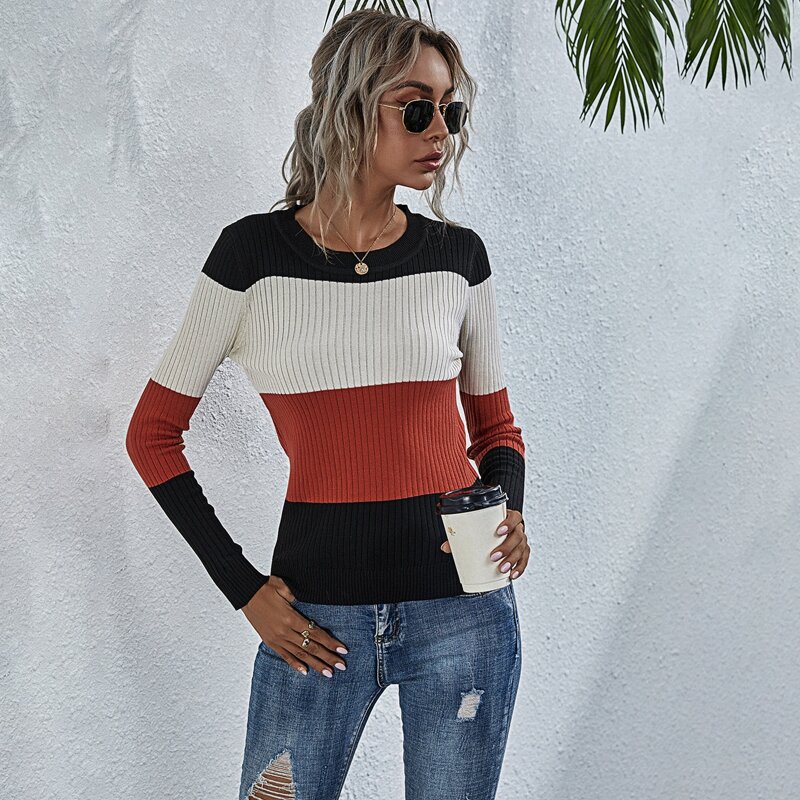 

Colorblock Ribbed Knit Sweater, Multicolor
