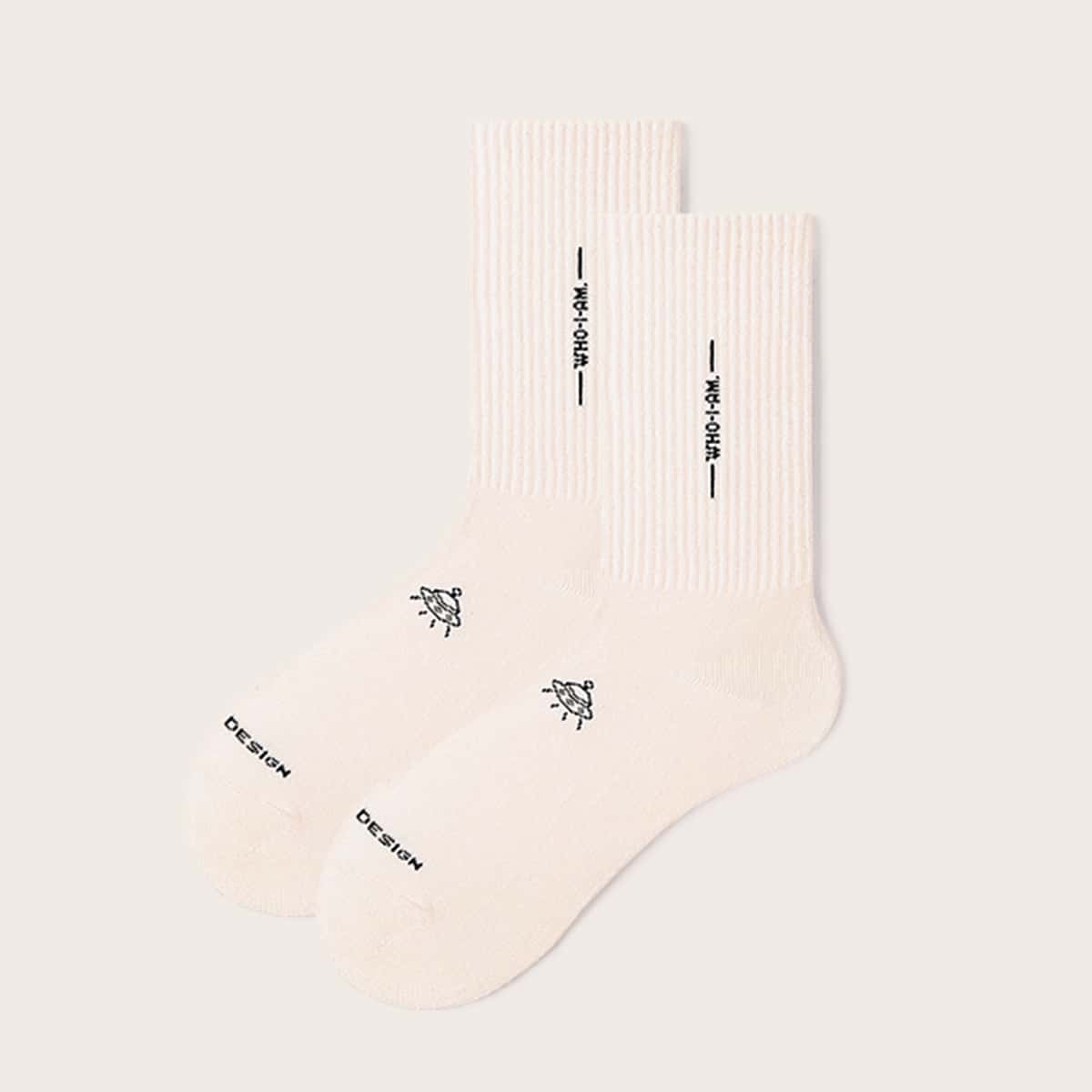 

Guys Letter Graphic Socks, White