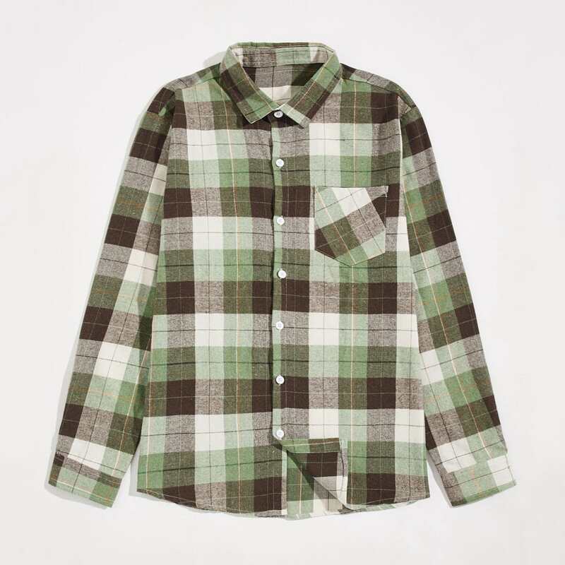 

Guys Plaid Pocket Front Shirt, Multicolor